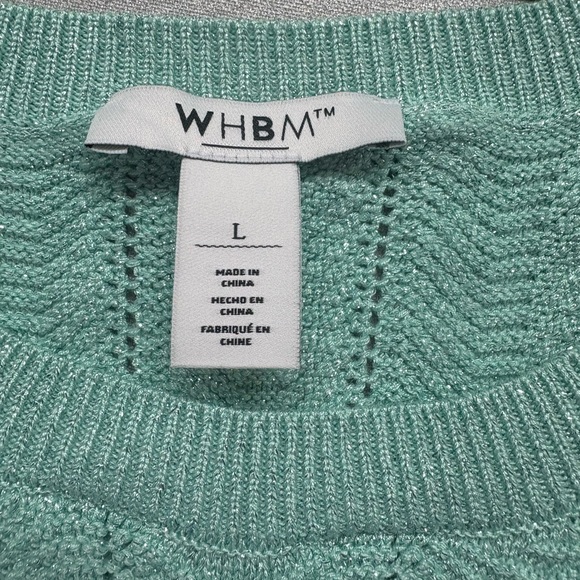 WHBM | Mint Green with silver sparkle Sleeveless Knit Top | L | Very Good Cond - Picture 5 of 8